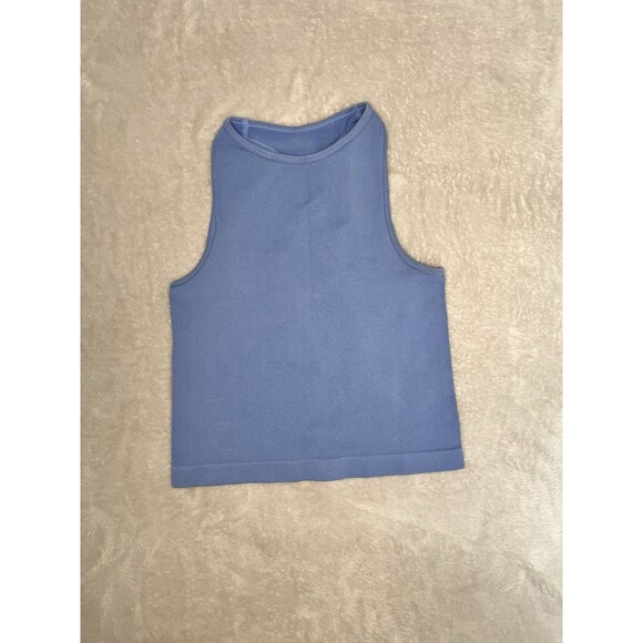Intimately Free People Blue Ribbed Tank Crop Sleeveless Fitted Racerback XS/S - Picture 2 of 7